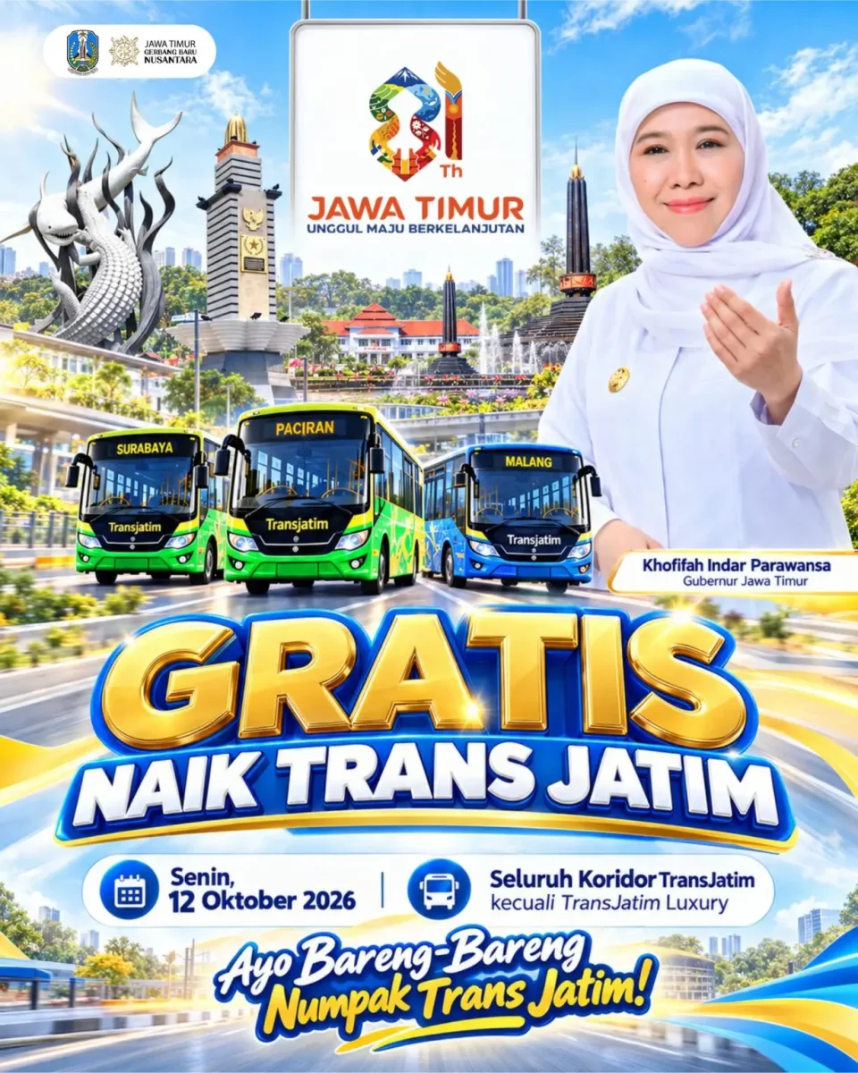 Trans Jatim Gratis 12 Oktober, Pemprov Jatim Dorong Warga Beralih ke Transportasi Publik