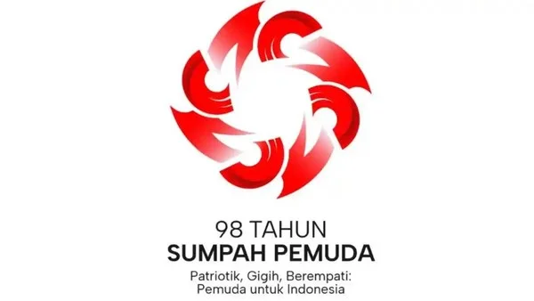 Logo Hari Sumpah Pemuda ke-98 tahun 2026 mengusung filosofi “Besi yang Menjadi Cahaya” dengan tema “Patriotik, Gigih, Berempati: Pemuda untuk Indonesia”.